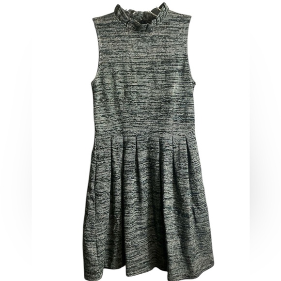 Ganni Anthropologie Pinnacle Textured Knit Ruffle Neck Dress with Pockets - Picture 5 of 9